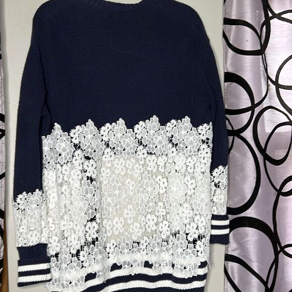 Mesh +Lace striped lace knit cardigan, size medium - Picture 10 of 10